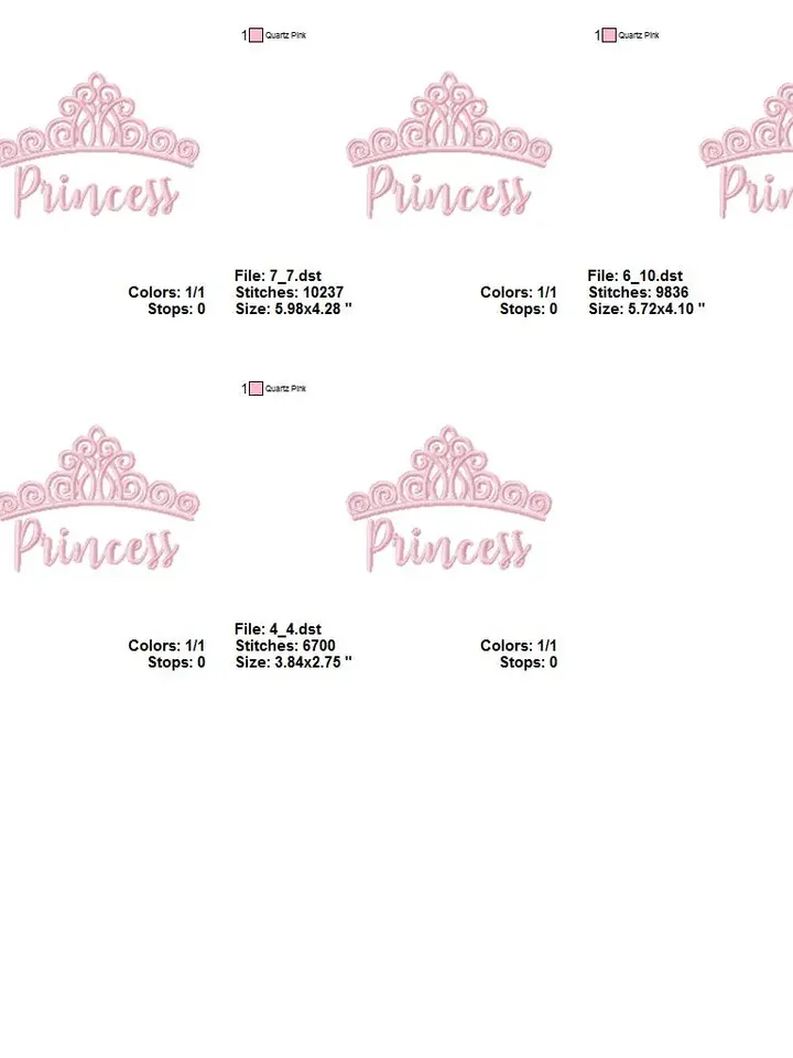 Crown Princess Tiara Girl Baby Design Applique for Machine Embroidery