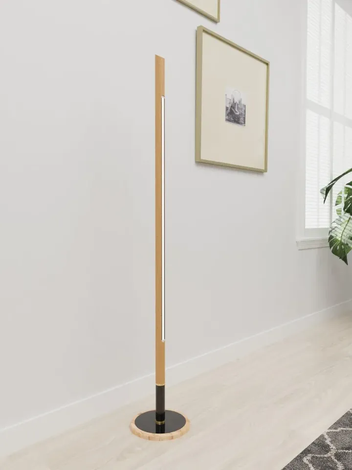 Wooden floor lamp, modern LED floor lamp, cylinder floor lamp