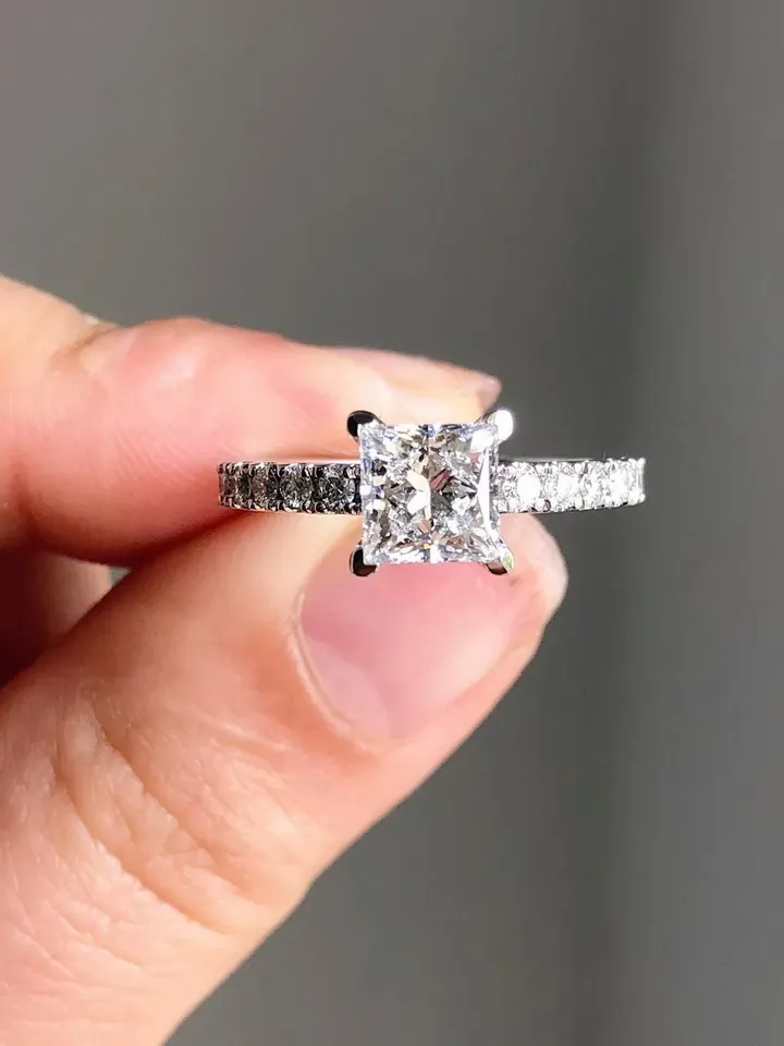 Princess Cut Moissanite Colorless 6.5mm/1.55ct Wedding Ring,Valentine Gift,Gift For Her,Anniversary Ring,Perfect gift for Her,Birthday Gift.