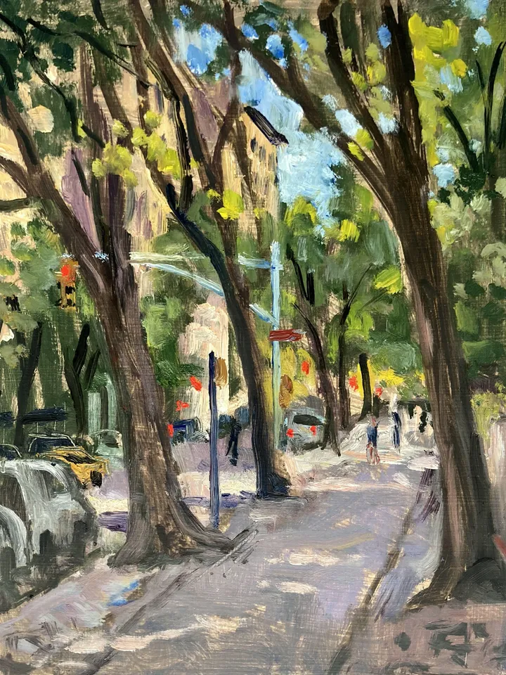 8x10 New York Cityscape Painting- Central Park/Fifth Avenue/NYC - Oil on Panel, Impressionist Landscape, Signed Original Fine Art