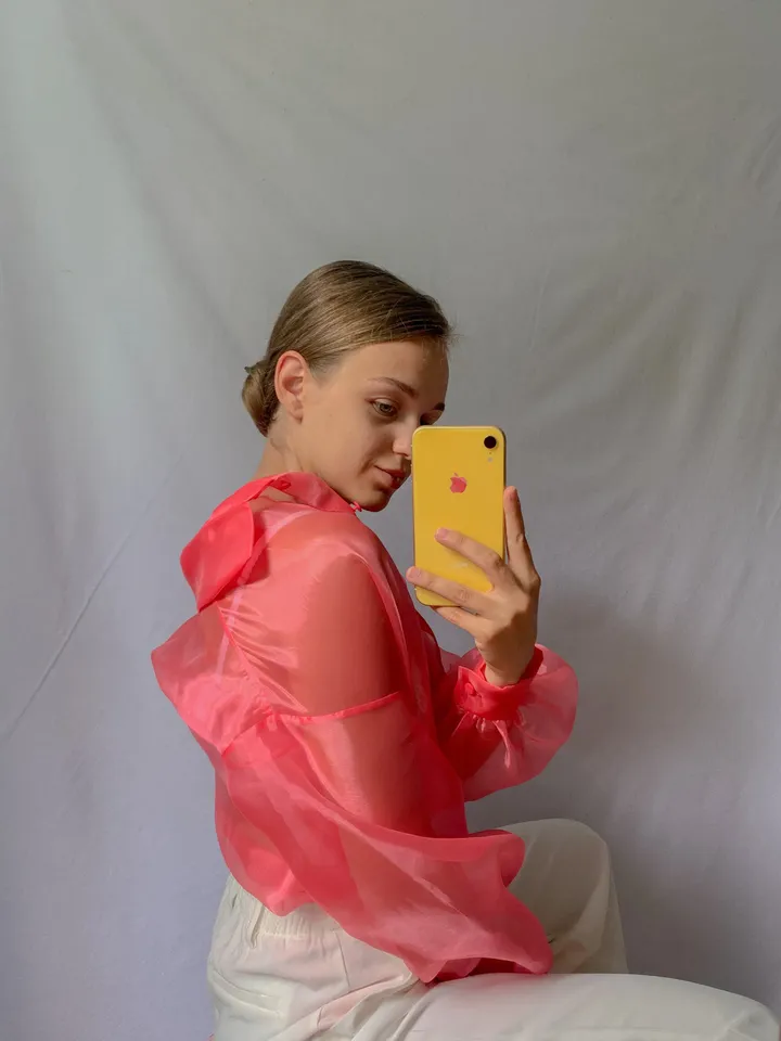 Pirate blouse woman, Transparent organza blouse, Sheer blouse, Victorian sheer shirt, Blouse with voluminous long sleeves