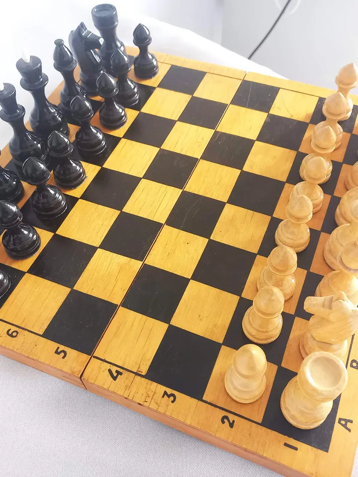 Vintage Wooden Chess Made in USSR Wooden Chess Pieces Complete Set