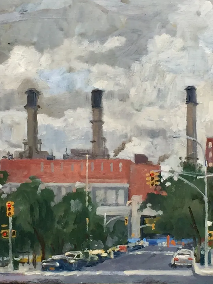 Original New York Cityscape Painting -Con Ed/Avenue D/NYC- 12x16 Oil on Panel, Urban Impressionist Fine Art, American Realism