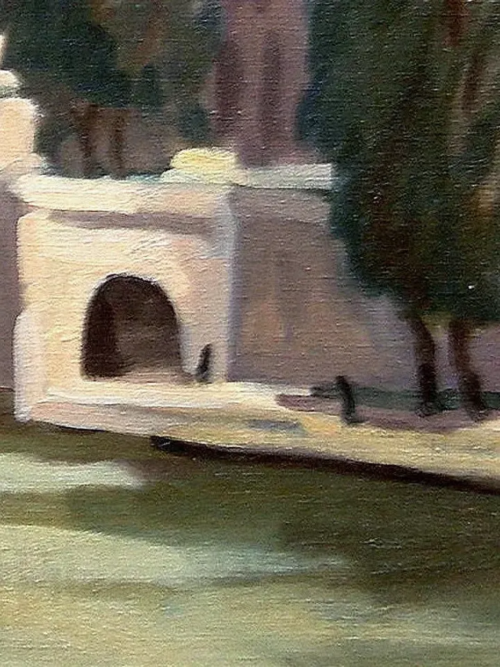 Large Paris Landscape Painting - The Seine/Pont du Louvre/1984- 20x24 Oil on Canvas, Plein Air Impressionist Cityscape, Original Fine Art