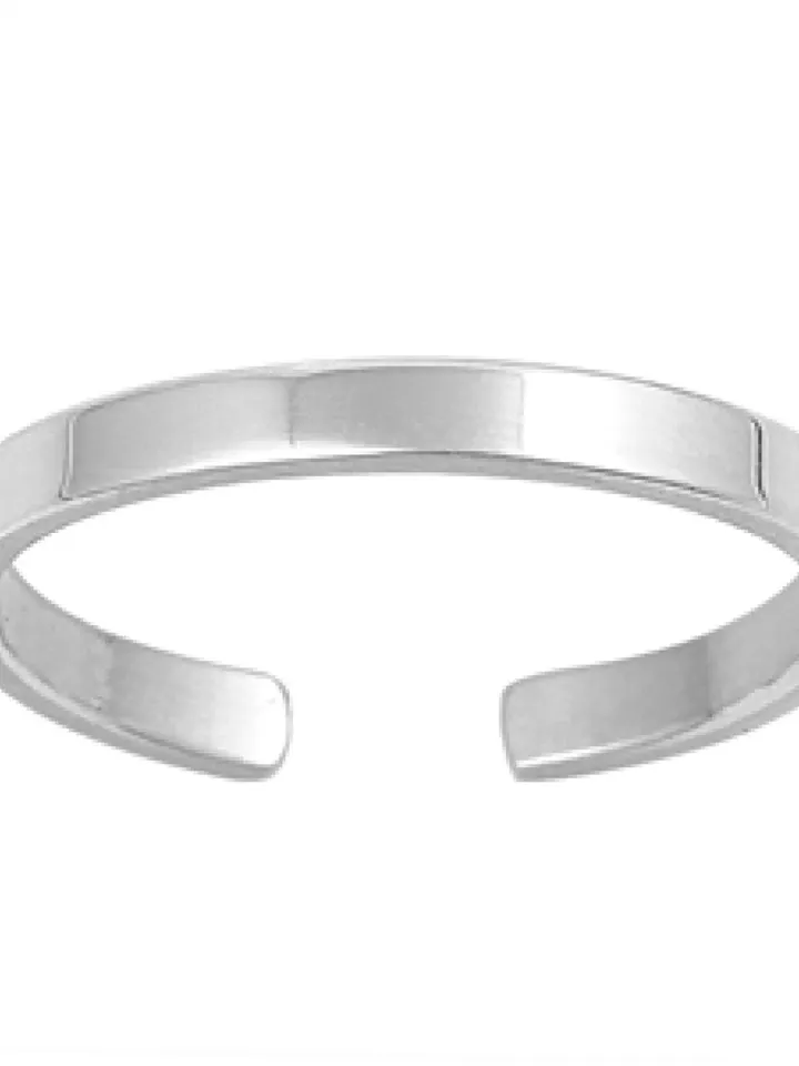 Sterling Silver Flat Toe Ring | 2mm Plain Wedding Band Toe Ring | 925 |Plain Wedding Band| Minimalist | Adjustable Toe Ring for Women