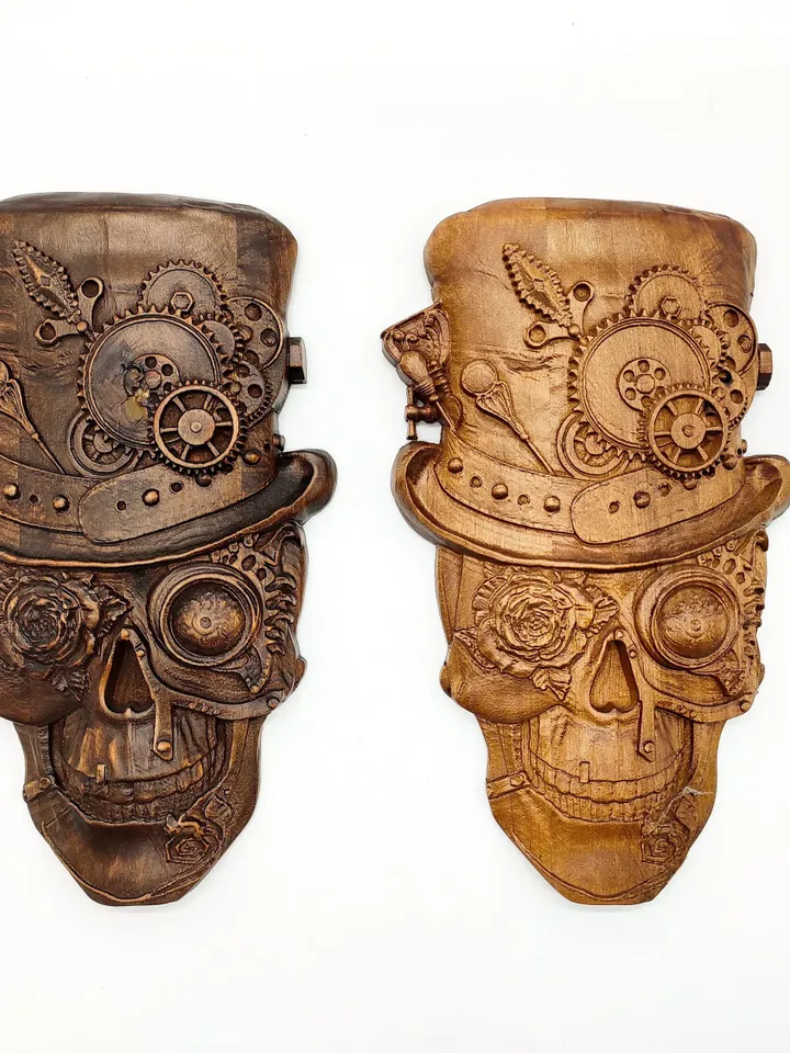 Wood sugar skull, Wooden skull tiki mask, wall decor, wall panel, wooden wall panel, wooden mask, wooden skull mask, carved mask