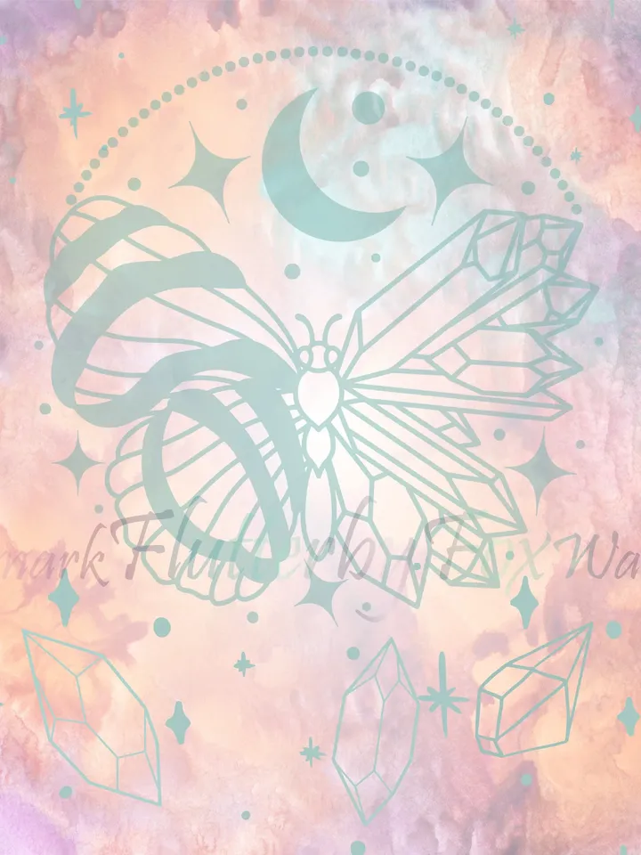 Gemstone Butterfly Stationery Paper | Butterfly Writing Paper | Witchy Stationery | Gemstone Page | Crystal Letter Paper | Orange Paper Set