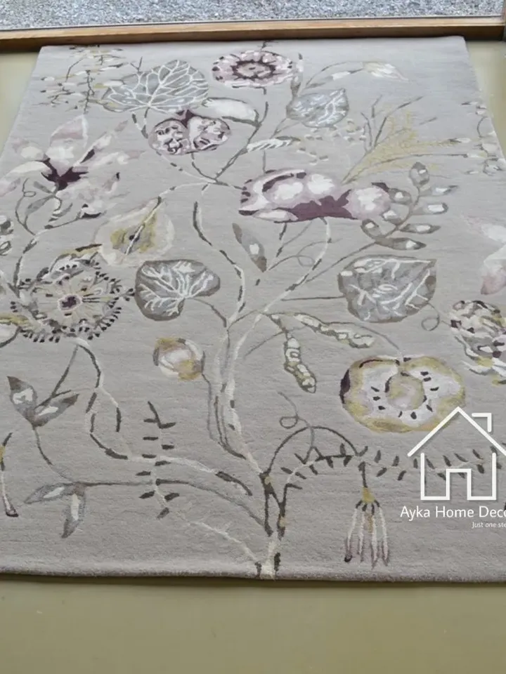 New Authentic Multi Colored Floral Rug 100% Woolen Anti Skid Area Rug Hand Tufted Carpet Wool & Silk Mixer
