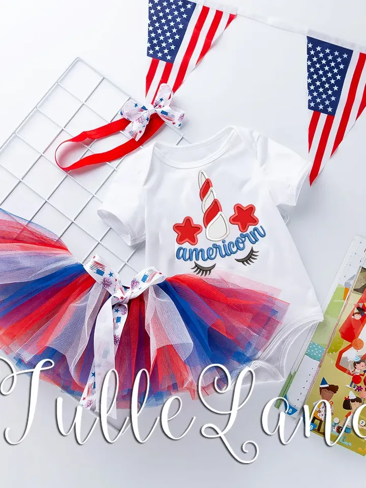 Americorn Patriotic 4th of July Unicorn Usa applique Machine embroidery design