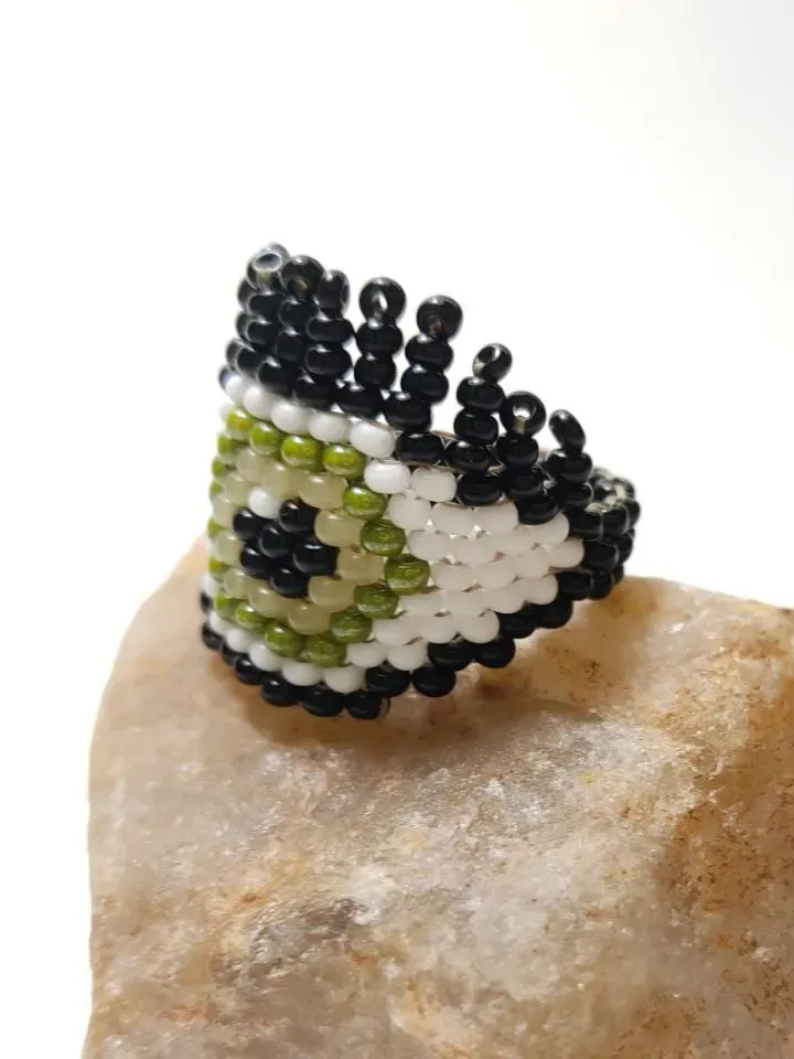 Ring Eye amulet evil eye braided beaded ring green eye