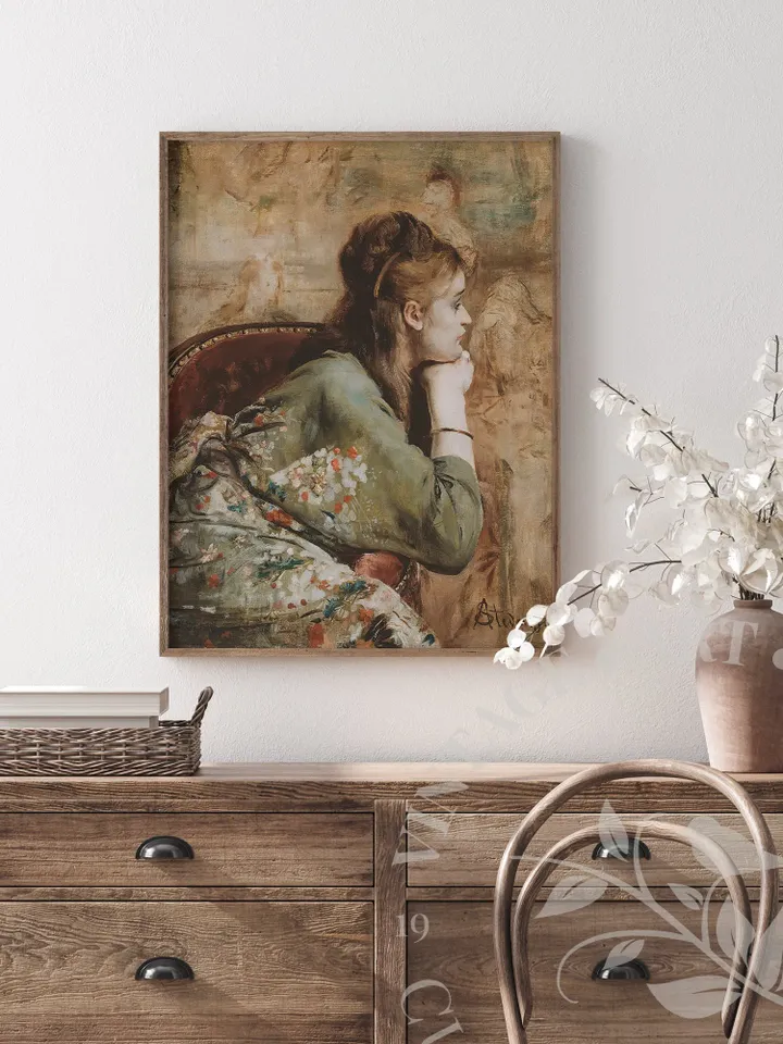 Vintage Woman Portrait Oil Painting, Victorian Antique Wall Decor, Digital Download PRINTABLE | 255