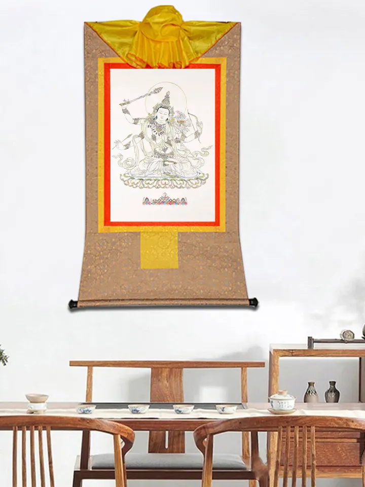 Gandhanra Tibetan Woodblock Thangka Art,Manjusri,Wisdom Buddha,Buddhist Tapestry,From Derge Sutra Printing Temple
