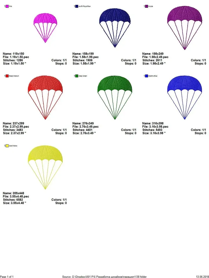 parachute embroidery designs. Machine embroidery design. sport Embroidery. Embroidery Frame. Instant Download.
