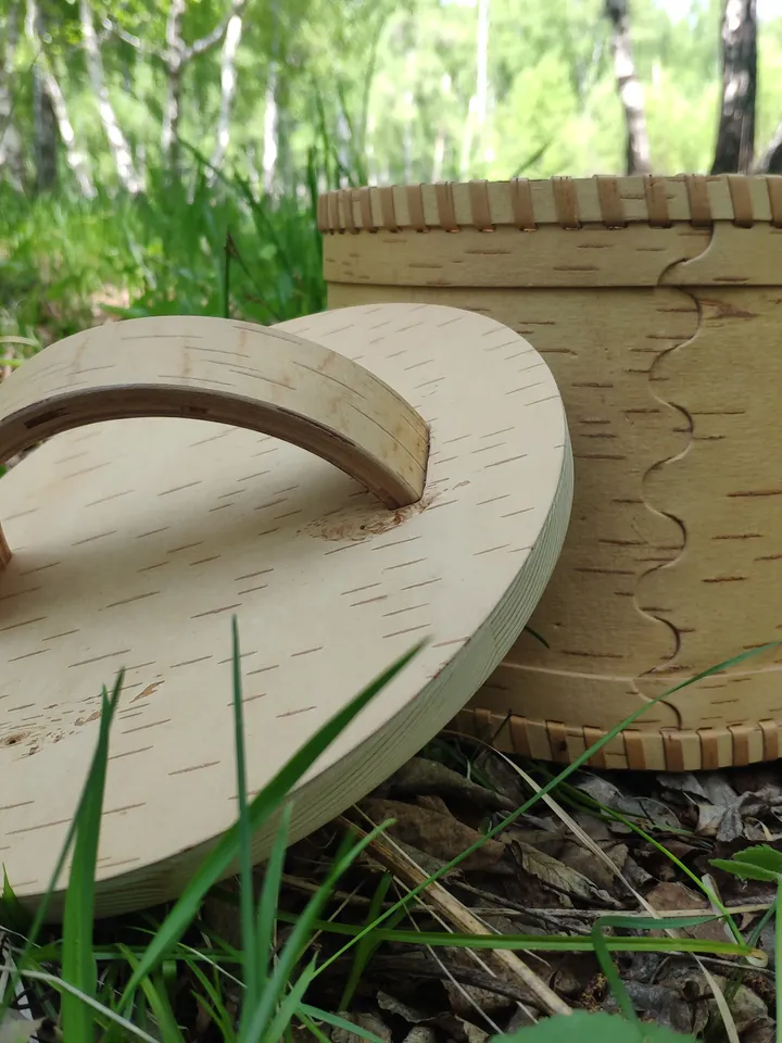Birch bark box, wood box