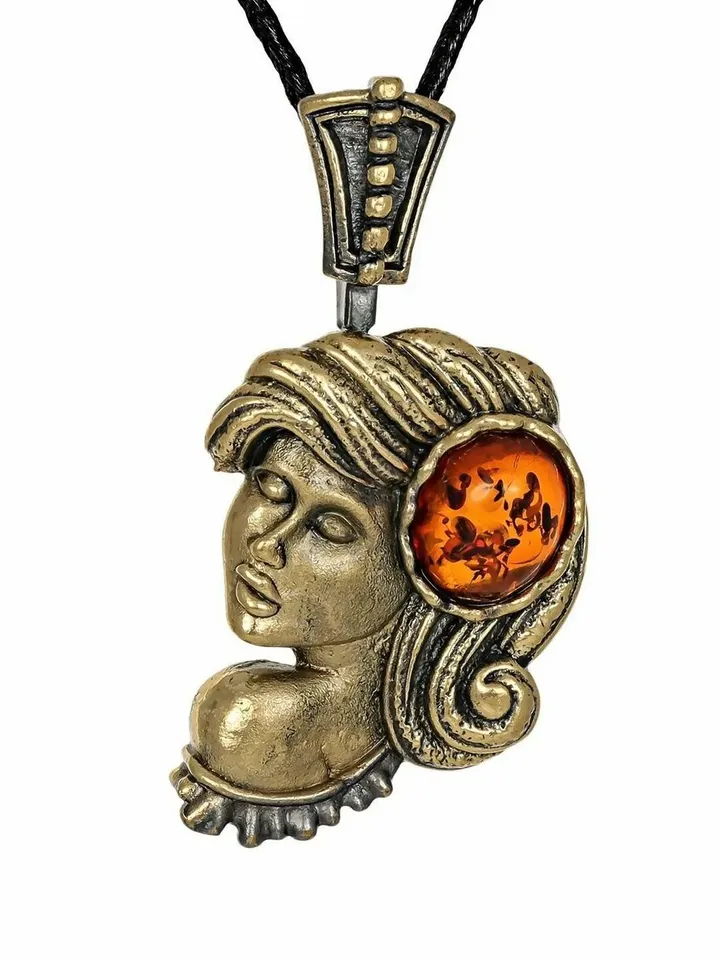 Woman Face pendant Virgo necklace Zodiac Sign pendant Gold brass Amber pendant female Virgo zodiac charm ideas Gifts