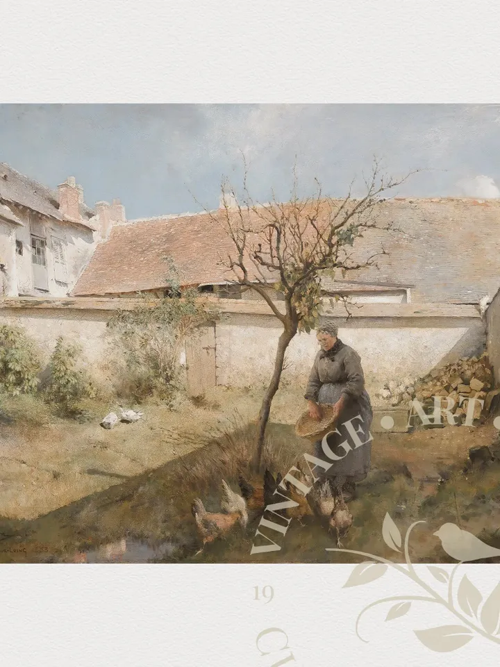 Country Landscape Painting Vintage Print, Farmhouse Cottage Decor, PRINTABLE Wall Art, Digital Download | 198