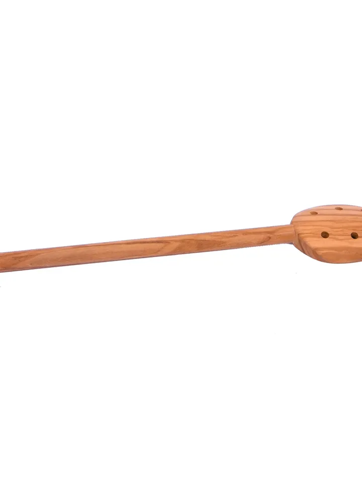 Wooden Spoon Pierced / Round Handle Olive Wood Spoon with 6 Holes - AKwood - Best Quality Cooking Utensils! Stirring Spoon / Handmade