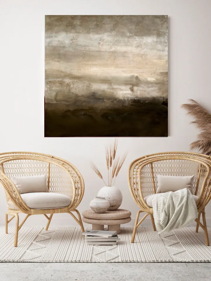 Abstract Painting Beige, Painting Dark Brown Beige, Gray and Beige Abstract Art, Textured Art Handmade Rothko Style Painting, Abstract Art