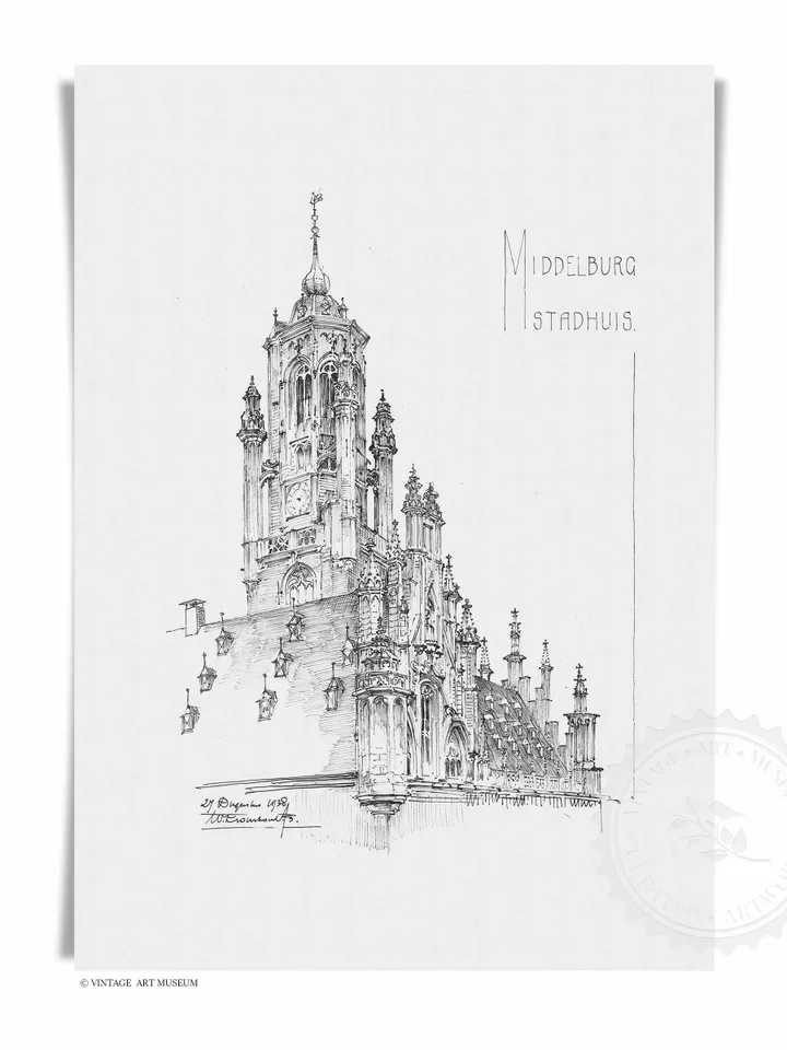 Vintage Architecture Sketch Art, Gallery Wall Set Of 6, Antique Cityscape Drawing, Printable Downloadable | S6-4