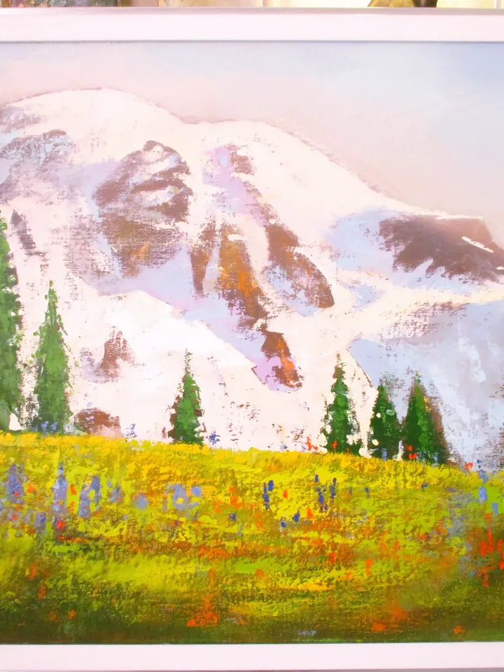 Mount Rainier Painting "SUMMER SNOW ON Mt RAINIER" Painting on Canvas Original Art by "Walperion Paintings"