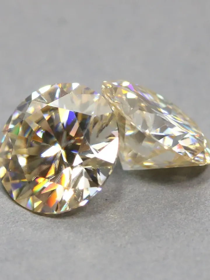 1.93 CT Stunning ! Golden Yellow Moissanite Pair Excellent Round Cut