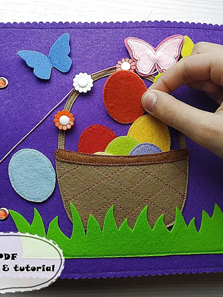Quiet book pattern, felt pattern, felt dollhouse animals quiet book, felt sewing pattern, kids toddler toys, Easter gift