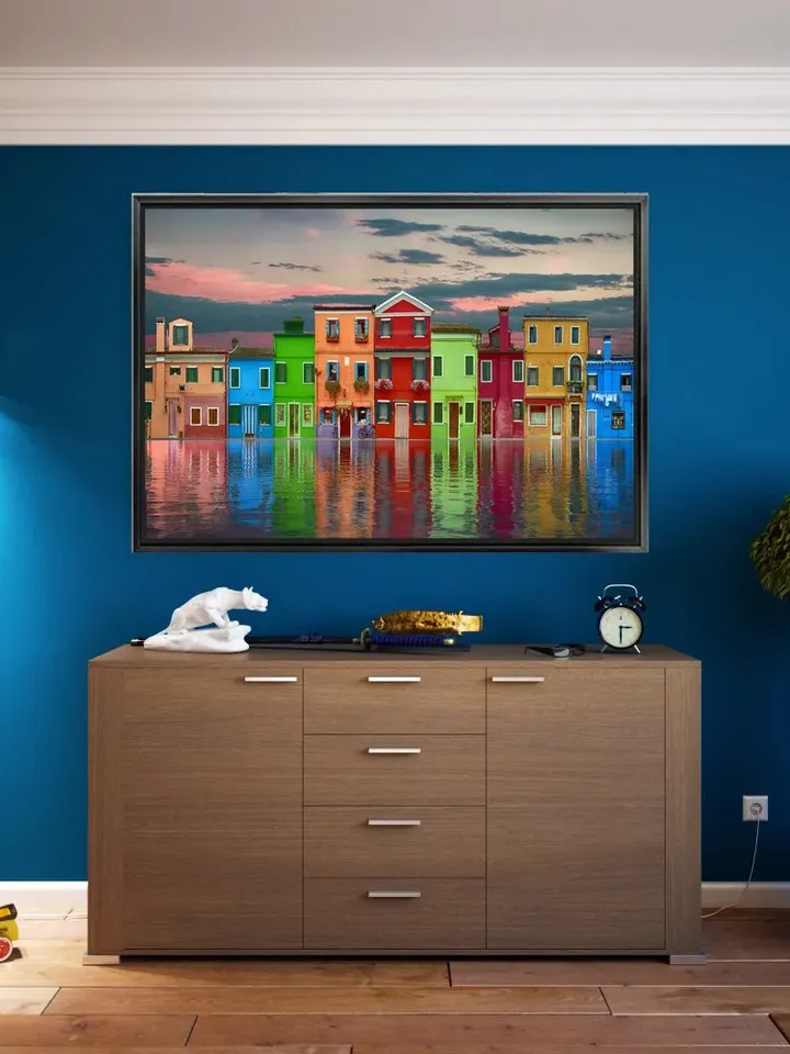 HOME VIEW Print on Canvas , Floating Frame Option, Modern Wall Art, Extra Large Canvas Wall Art