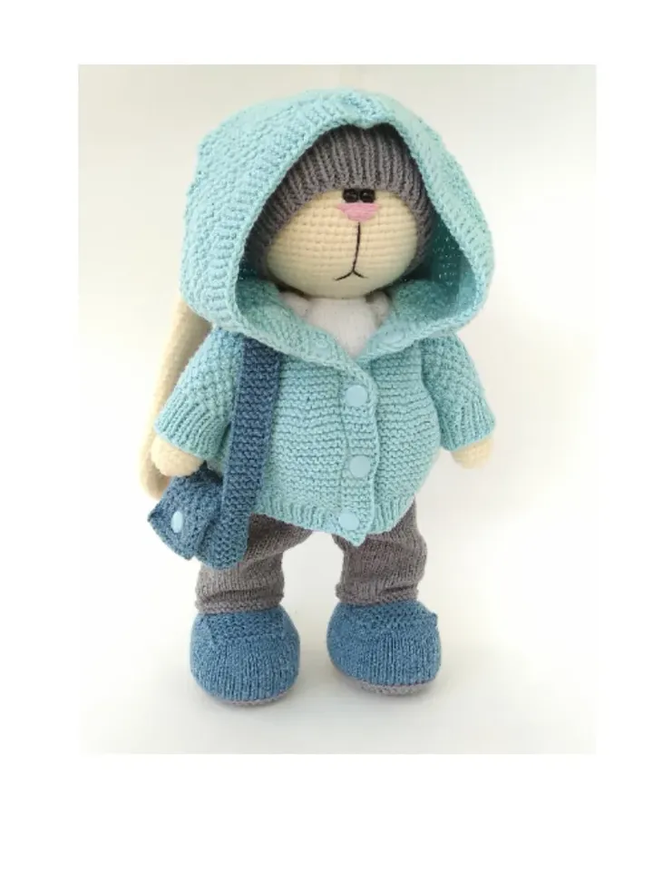 Bunny doll plush, Bunny Stuffed Animal, Crochet Bunny Doll with clothes