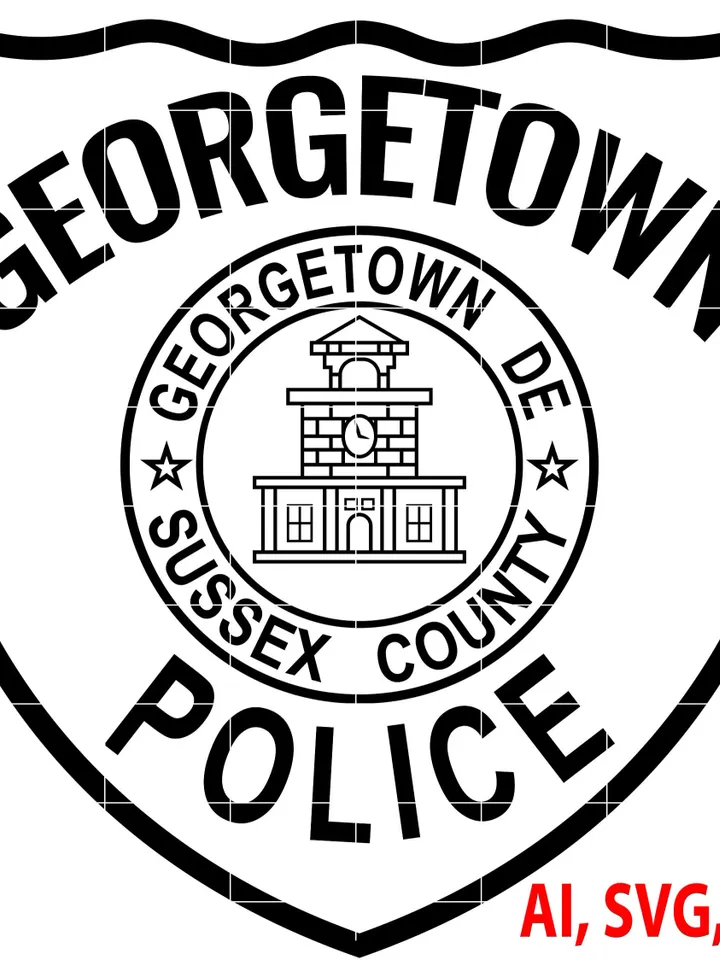 Police Badge, Georgetown Police Badge, Logo, Seal, Custom, Ai, Vector, SVG, DXF, PNG, Digital