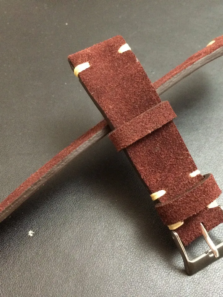 Leather watch band, Suede Leather, Leather watch strap, Brown watch band for 19mm, 20mm lug, Suede Brown, 16mm buckle, FREE SHIPPING