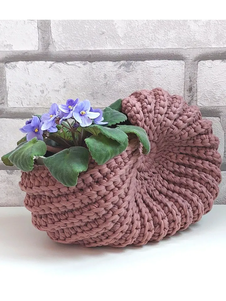 Table basket seashell Flower's planters Cottagecore style gift Home decor ideas
