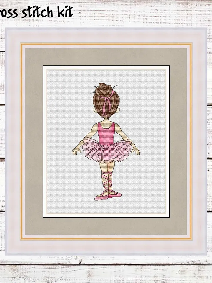 Ballerina Cross Stitch Kit, Ballet girl counted Cross Stitch Kit, Ballet dancer embroidery kit