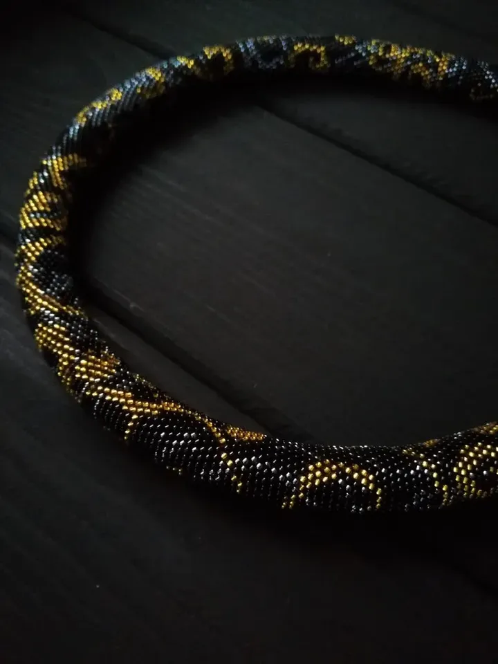 Bead Crochet Rope Necklace , Seed Bead Crochet Necklace, Accent Handmade Beaded