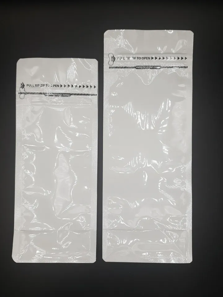 WHITE FLAT BOTTOM Bag, Resealable Zippper Locked bag Mylar Foil Metalized Bag Stand up Coffee Pouch storage Bag Glossy bag, high quality bag