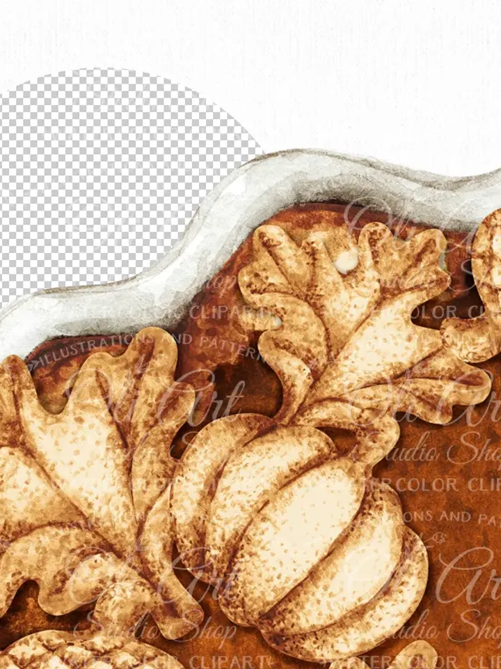 Watercolor autumn clipart, pumpkin pie, fall, thanksgiving clipart