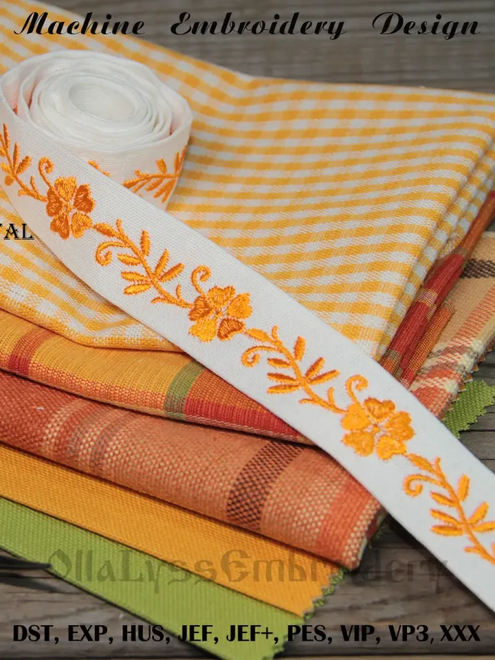 Floral endless border embroidery design