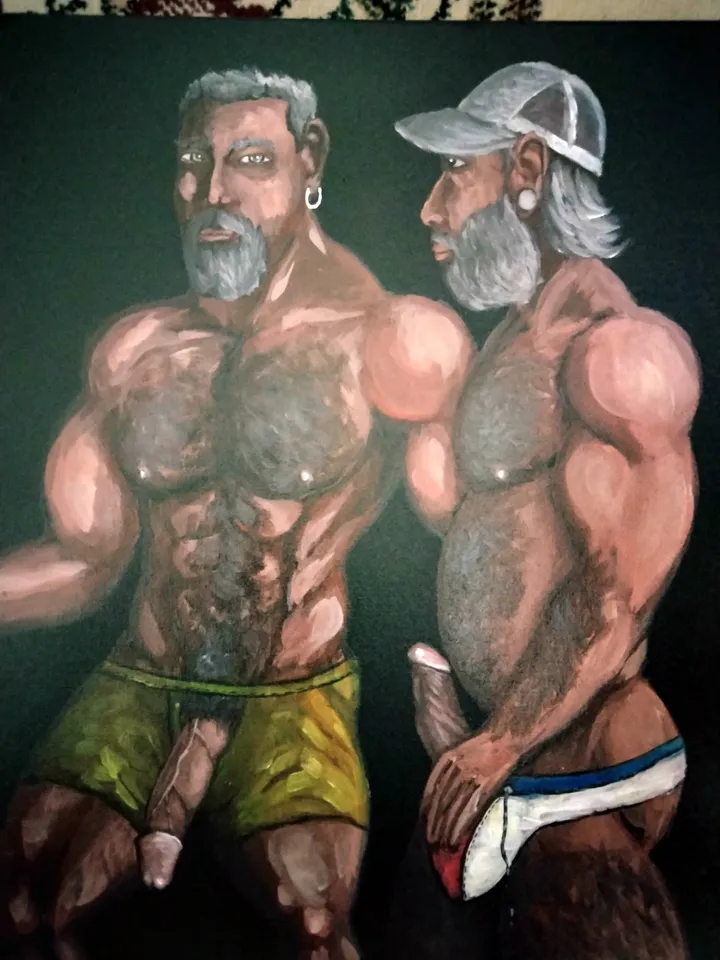 Nude Men Painting. Naked Male. Homoerotic