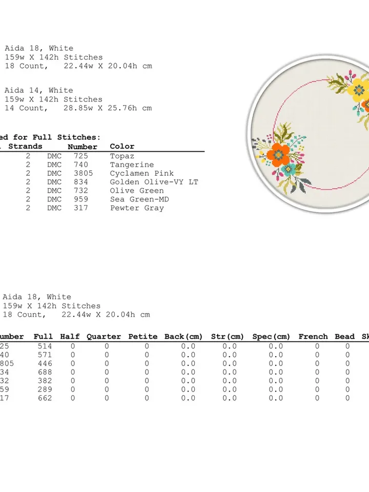 Modern cross stitch. Wreath cross stitch pattern. Flower frame cross stitch.