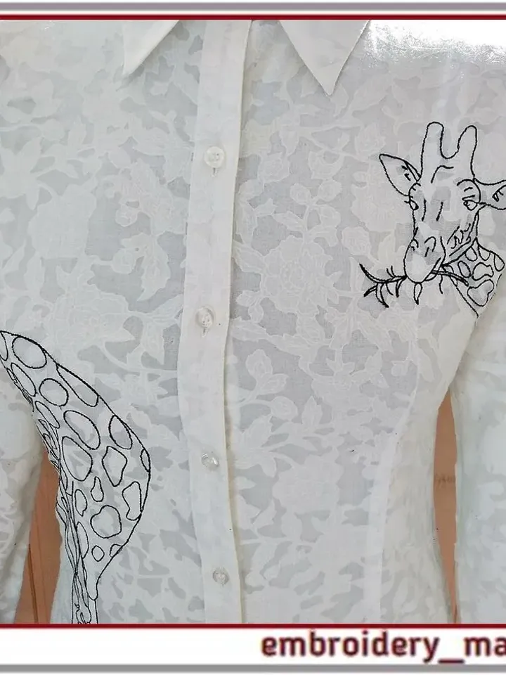 Muzzle of a giraffe with a branch Machine embroidery design