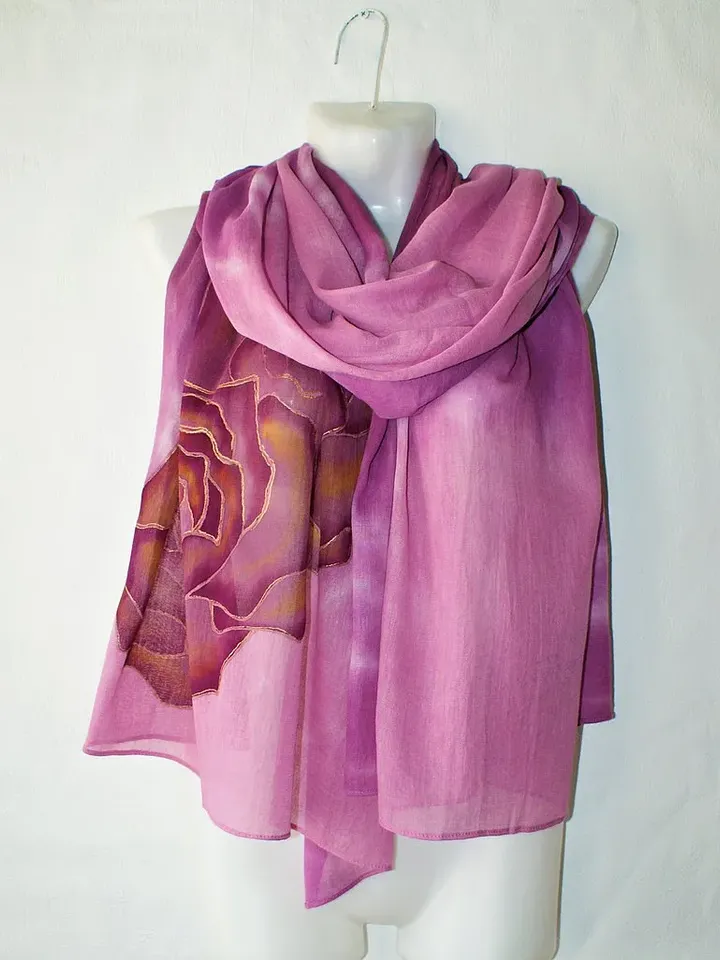 Pure cotton scarf for ladies Long purple floral scarf Cotton shawls and wraps