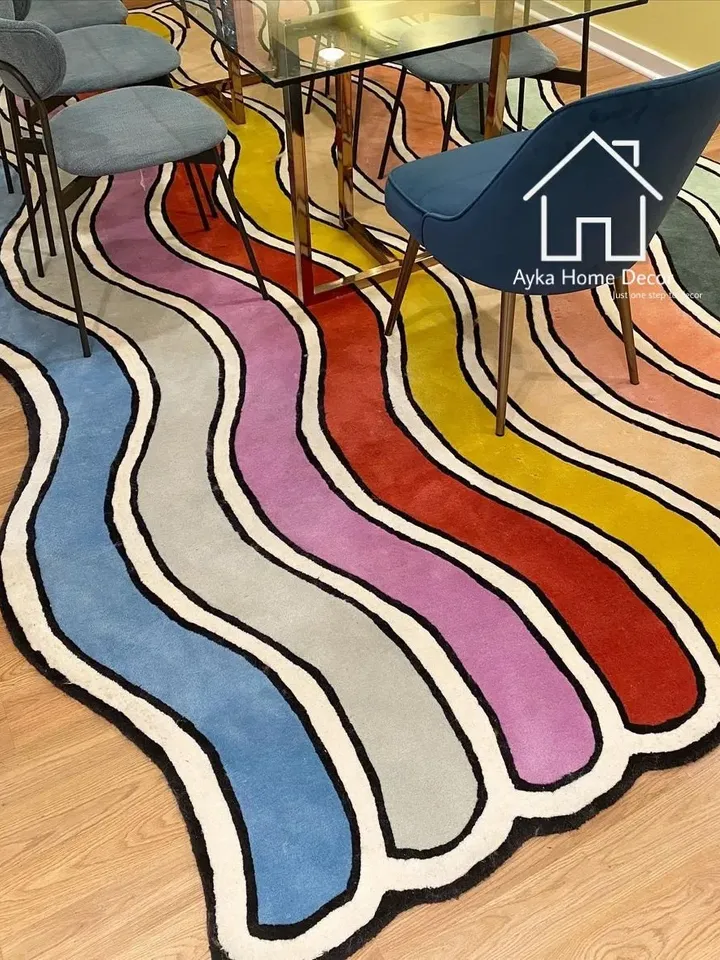 Ayka Ribo Hand Tufted 100% Pure Woolen Area Rug For Hall Kitchen Living Room Bed Room Dining Room Kids Room Carpet / Modern Rug / Christmas