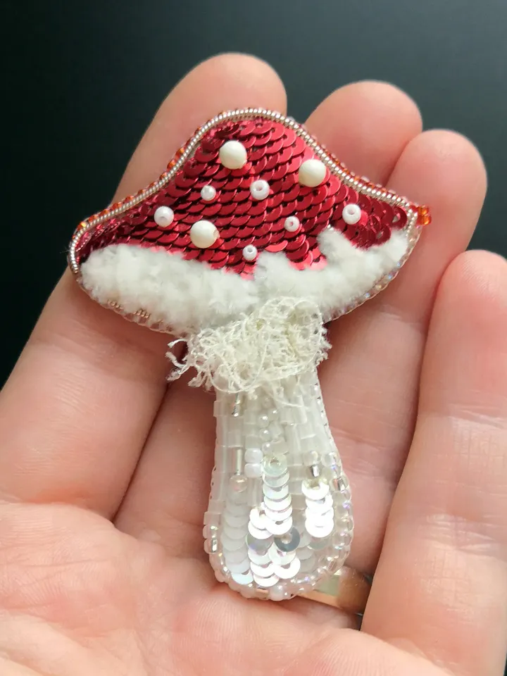 Fly Agaric Brooch Mushroom Brooch beaded brooch