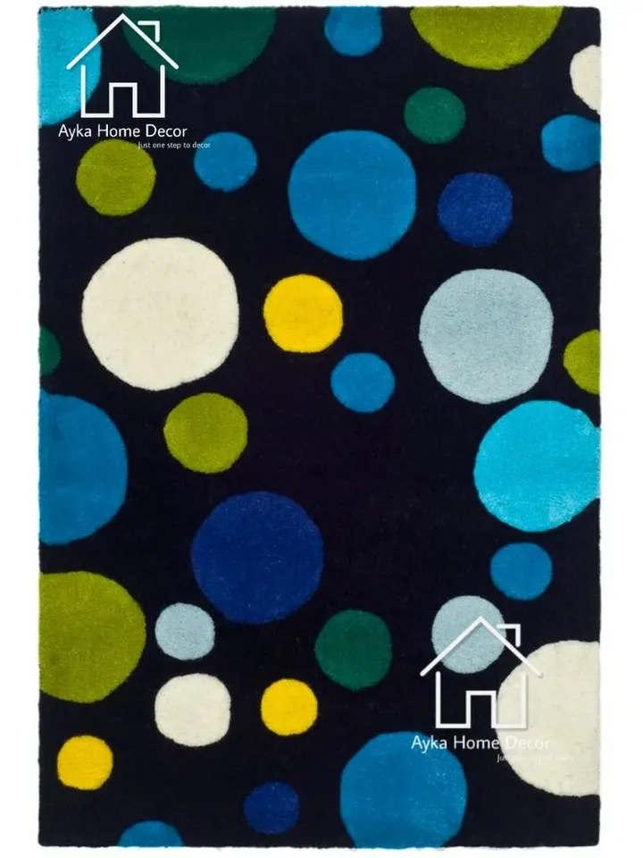 Ayka Spot Hand Tufted 100% Pure Woolen Area Rug For Hall Kitchen Living Room Bed Room Dining Room Kids Room Carpet Black Color Rug/Christmas