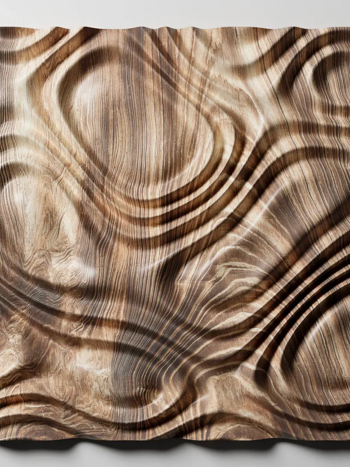 3d wall panel, STL model for CNC router, wavy pattern for relief carving, Aspire, Artcam, Fusion 360, Carveco, WP6