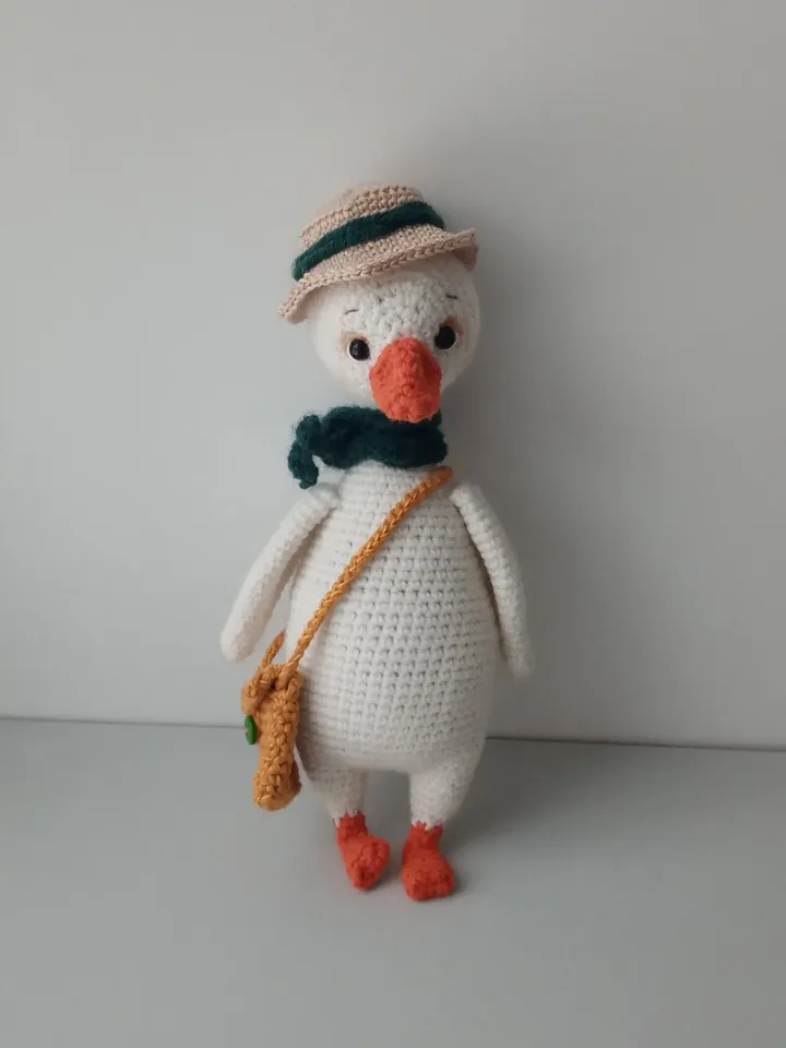 crochet goose, gift toy, white goose