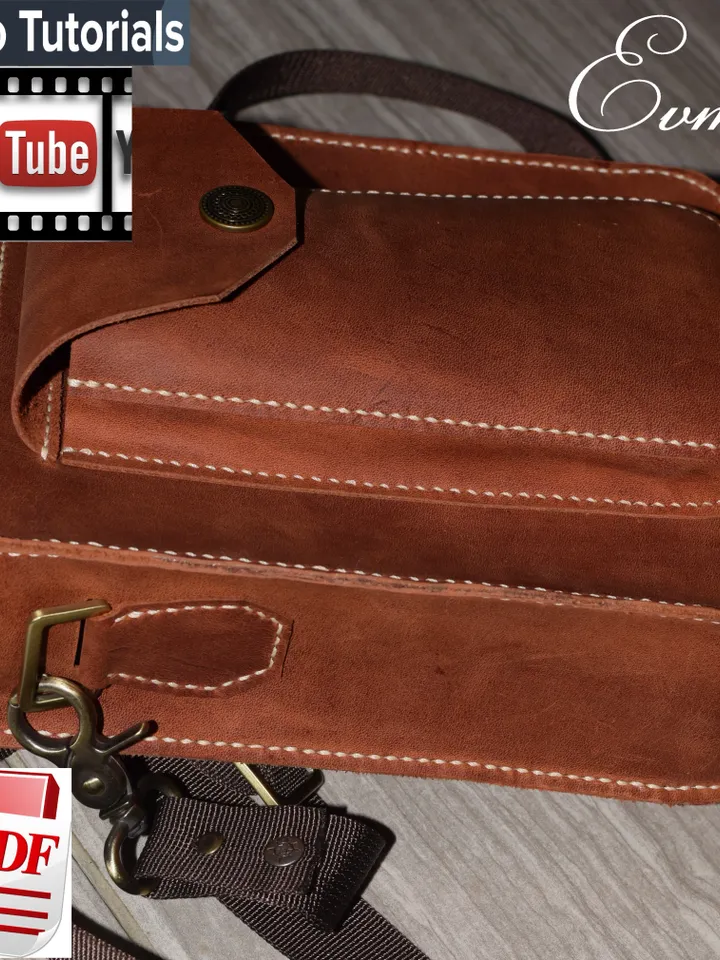 Leather Pattern BAG - Messenger Bag PDF - DIY - Leather bag - Template Leather bag