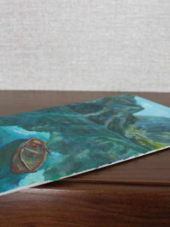 Lake landscape oil painting