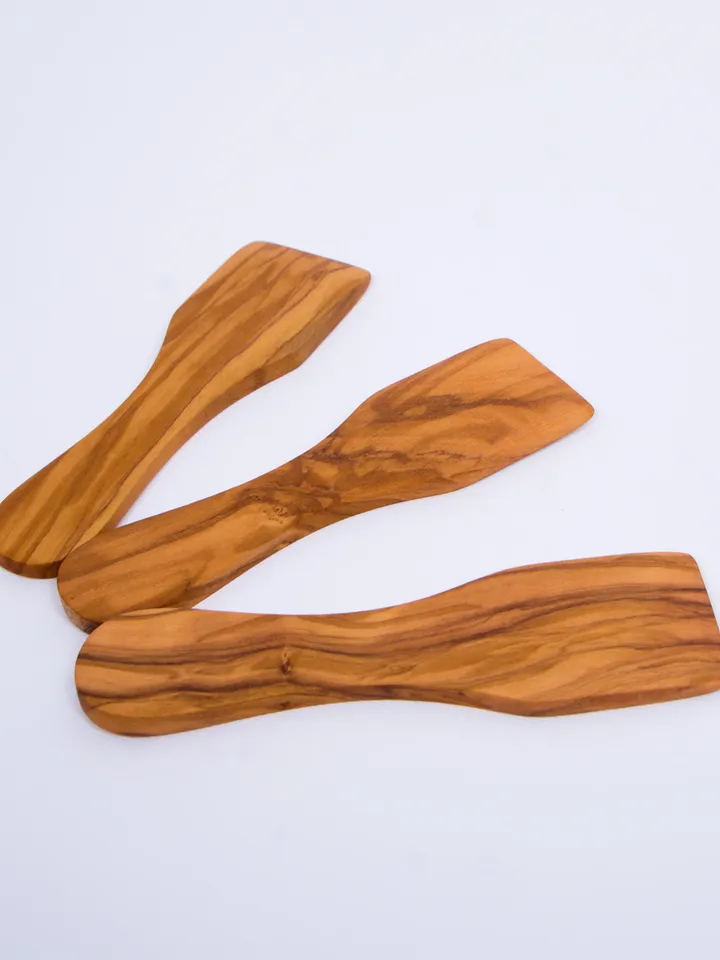 Wooden Raclette Spatula (set of 3) 13.50 cm / 5.30" - Olive Wood Small Spatulas / Kitchen Utensils, Handmade Wooden Spatula / Scraper