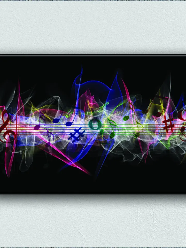 MUSIC NOTES Print on Canvas , Floating Frame Option, Modern Wall Art, Extra Large Canvas Wall Art