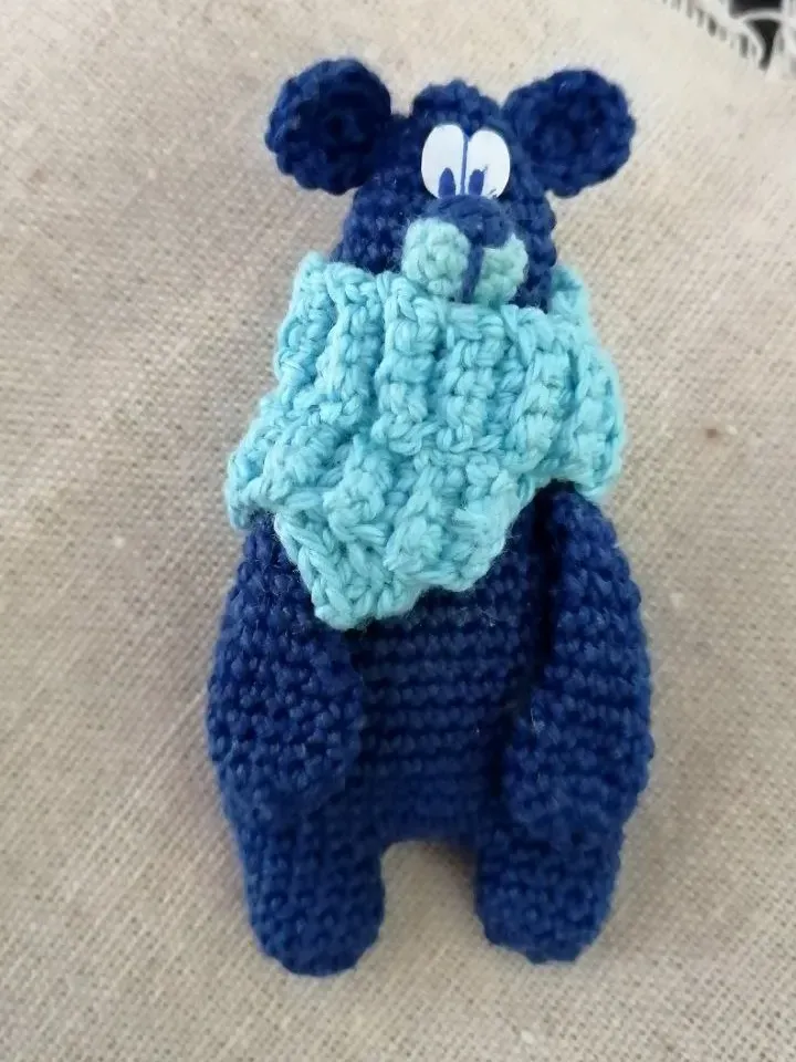 Bear brooch Blue brooch Animal brooch Teddy bear brooch Funny accessory Kids jewelry Handmade brooch Miniature animals